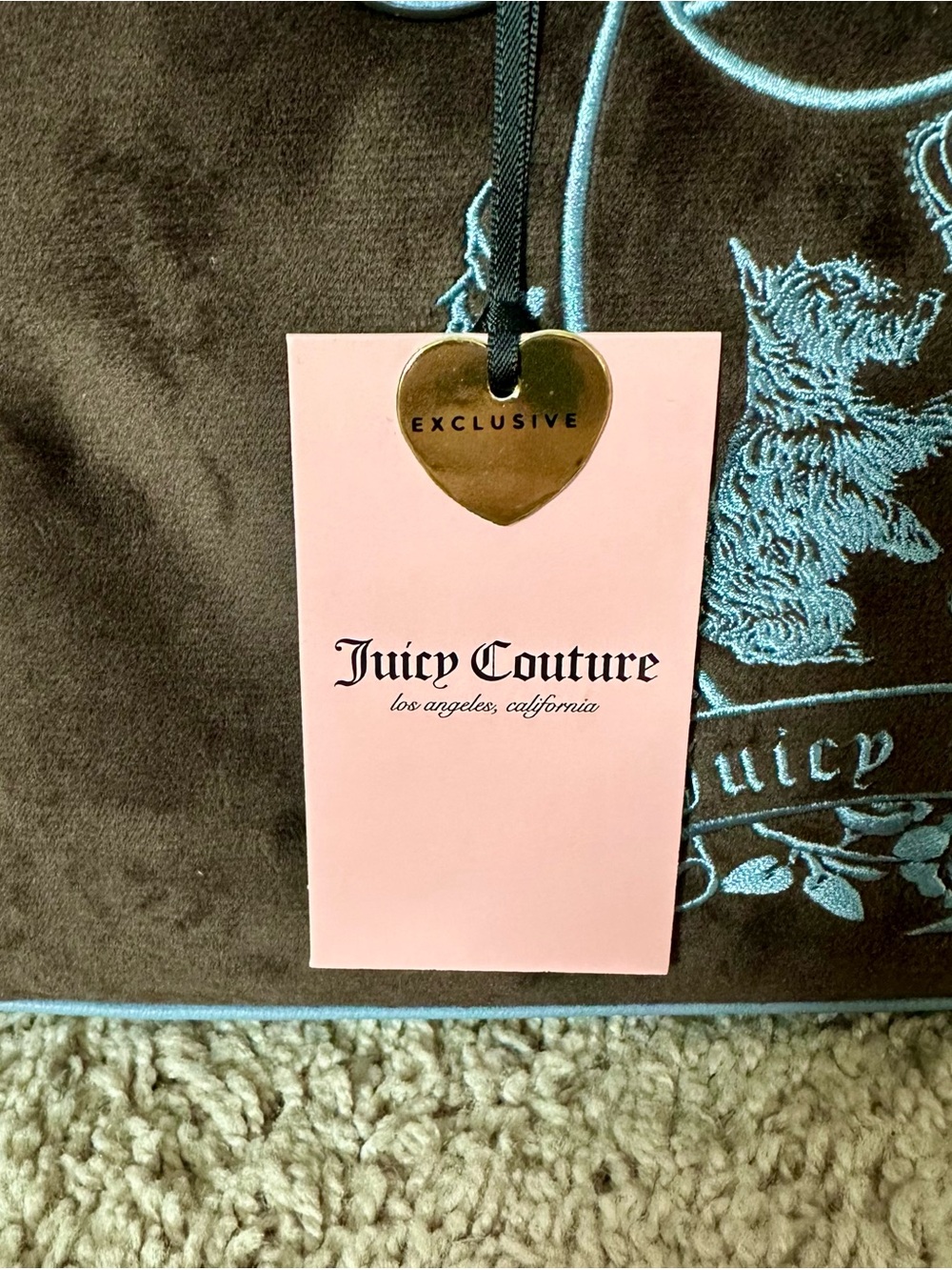 NWT Juicy Couture Chocolate New Love Chapter Satchel Blue Crossbody Bag Y2K - Picture 8 of 11
